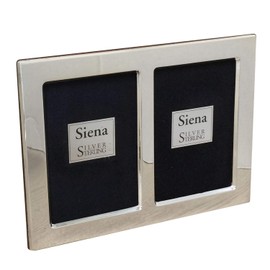 Siena 2x3 Wide Plain Silver Deco Double Picture Frame, Boutique Quality Photo Frame, Collection (925 Sterling Silver)