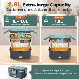 PETYDOOT 2.8L Electric Heated Lunch Box 100W Portable Food Warmer for Adult