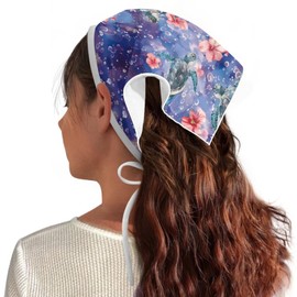 KEIAHUAN Women Headbands for Hair Flower Turtle Pattern Chiffon Hair Bandana Scarf Triangle Floral Hair Scarf Head Kerchief Turban
