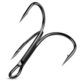 Fishing Red Treble Hooks- 80/120pcs Sharp Round Bend Barbed Treble Hook High-Carbon Steel Hooks for Bass Trout Saltwater Freshwater Size 1/0 1 2 4 6 8 10 12 14