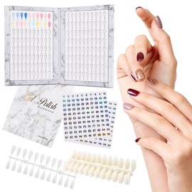 Xiaokeis 160 Nail Colors Book,Nail Color Display Book with 240 Na-il Tips & 1-200 Number Labels, Professional Nails Color Swatches Book for Na-ils Art Design, No Need Pasting, No Need Glue