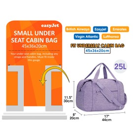 for Easyjet Airlines Cabin Bag 45X36X20 Underseat with Laptop Compartment 15.6 Inch Travel Duffel Bag with Wet Pocket Weekender Overnight Carry on Luggage for Women and Men 25L (Purple)