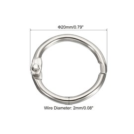 PATIKIL 20mm Diameter Binder Rings Detachable Metal Book Loose Leaf Rings for Home Office Index Cue Revision Card Silver Tone
