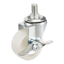 sourcing map 4 Pcs Swivel Castors 2 Inch Nylon M10 x 15 mm Thread Wheels with Brake White Colour