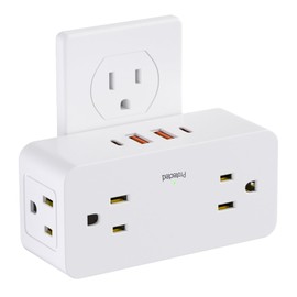 Surge Protector Outlet Extender with Rotating Plug, Multi Plug Outlet Extender with 4 Splitter and 2 USB Ports & 2 USB C Wall Charger, 3 Side Swivel Splitter for Home Office Dorm Travel