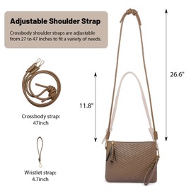 Small Crossbody Bags for Women, Trendy Vegan Leather Shoulder Purses, Clutch Wallet with Wristlet Strap, Adjustable-sandy Brown-large