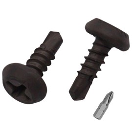 SKIR'CO (Pack of 100) Self Drilling Screws 3.5 x 11mm Black Phosphating Phillips Flat Head Self Tapping Screws