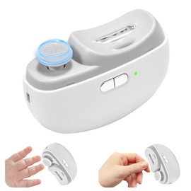Electric Nail Clipper & Baby Nail Trimmer Polisher 3 in 1 (Not for Toenail) with Nail Scraps Storage, LED Light, 2 Speeds, Rechargeable Fingernail Clipper for Baby, Adults, Seniors, White