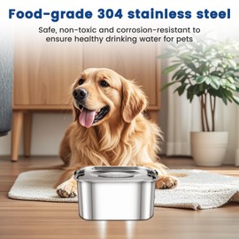 UDOGGY Wassernapf Hund Ohne Sabbern, 3L Großer Trinknapf Hund Anti Schlabber, Hundenapf aus Edelstahl Auslaufsicher rutschfest Wassernapf Haustiere für lnnen Dog Water