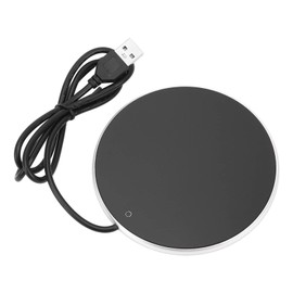 USB Cup Warmer with Smart Touch Switch and Intelligent Constant Temperature Heating Coaster for Hot Drinks, Coffee, Diameter 10.3 cm, Silver
