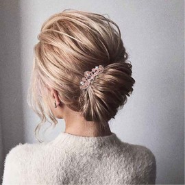 Allereyae Crystal Wedding Hair Clip Barrette Rhinestone Flower Hair Barrette Clip Bling Bridal Headpieces Decorative Head Clip Headwear Bridal Hair Accessories for Women