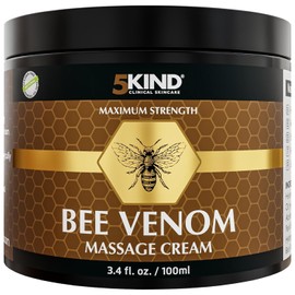 5kind Maximum Strength Bee Venom Cream - Naturally Massage Joints & Muscles, Lower Back, Knee, Neck, Shoulder, Hip & Feet - Responsibly Sourced Premium Bee Venom Cream 3.4 Fl Oz