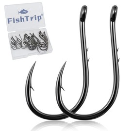 FishTrip Octopus Baitholder Fishing Hooks, 50/100pcs Sharp Barbed High Carbon Steel Offset Circle Hooks for Freshwater Saltwater