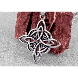 Fashion Jewelry Big CELTIC WITCH KNOT SYMBOL Pendant On 925 Sterling Silver Plated 20" Necklace