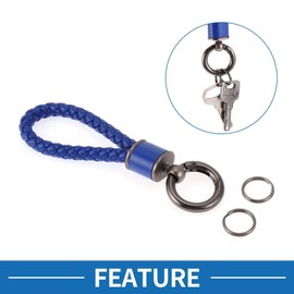 A ABSOPRO Car Keychain Universal Key Chain with Ring for Key Fobs for Home for Women Faux Leather Dark Blue