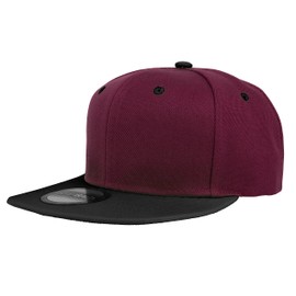 Gelante Snapback Hats for Men - Flat Bill Brim Baseball Cap Hat - Plain Blank Adjustable 1500-1PC Burgundy/Black