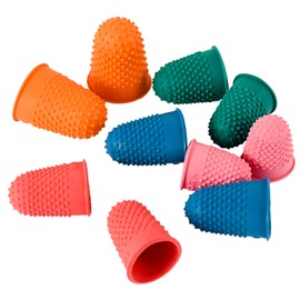 Berolle 5 Sizes Rubber Finger Tips 5 Colors Rubber Finger Thimbles Rubber Finger Pads for Money Counting, Writing, Sorting Task to Protect Finger Tip & Gripping Aid (10)