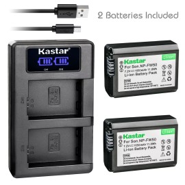 For Sony A6000 A3000 A5000, For Sony A6300 Kastar 2 NP-FW50 Battery LCD USB Dual Charger For Sony A6000 A3000 A5000 A6300