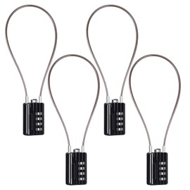 SEPOX® 4 piezas candados de combinación reiniciables, cuerpo de 1-3/16 pulgadas de ancho con cable extremadamente largo de 32 cm, candado de cable de combinación de 4 dígitos para maleta, bolsa de