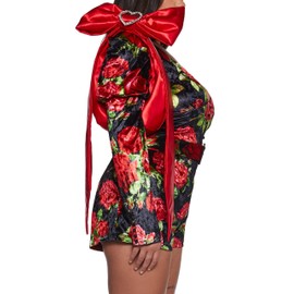 Dolls Kill Lady Royal Shoulder Bag by Sugar Thrillz – Red Satin Purse with Rhinestone Ribbon Handle & Heart Accent, One Size