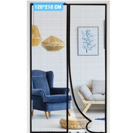 Cheelom Puerta de pantalla magnética Malla para puerta(120cmX210cm), Film para puerta, con sello magnético de cierre automático súper hermético y malla de poliéster duradera