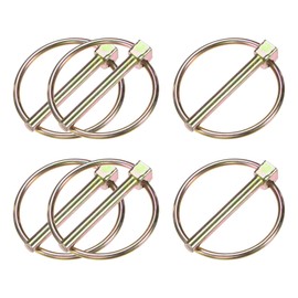 M METERXITY 6-Pack 1/4" Linch Pin with Ring, 1-31/32" Carbon Steel Lynch Pin Trailer Pins for Boat/Truck/Tractor/Trolley/Lawn Mower, Lock Clips Fastener Pin [6x50mm, Colored Zinc]