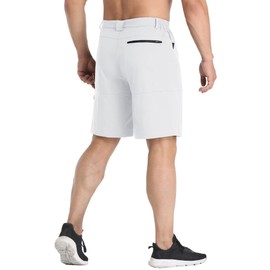 MAGCOMSEN Pantalones cortos tácticos para hombre con 5 bolsillos de secado rápido, protección solar, resistentes a desgarros, Blanco, 36