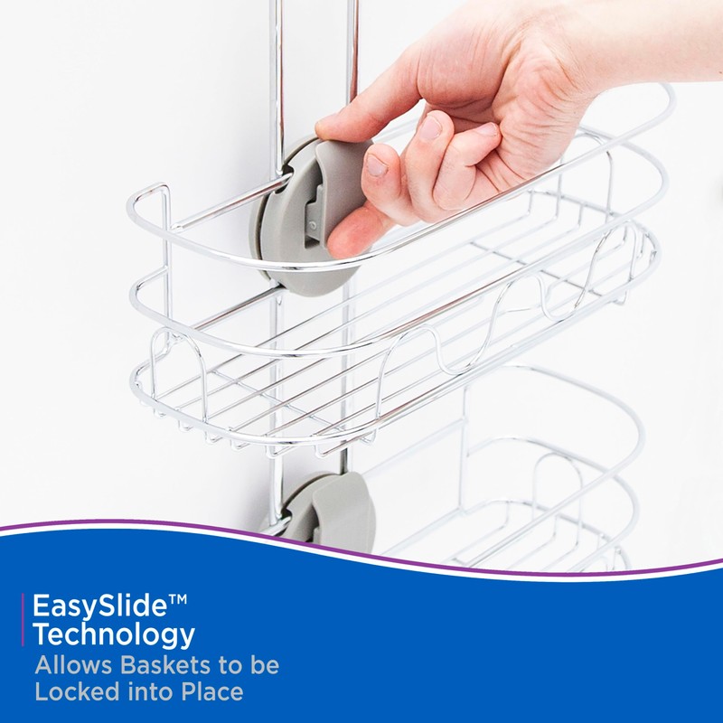 Kenney KN614124 Easy Slide 4-Way Adjustable Shower Caddy, 25.5" L