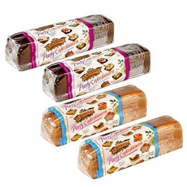 S. Rosens Cocktail Rye Bread, Case of 4 Loaves, 2 each of Caraway and Pumpernickel, 12 oz each loaf