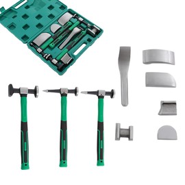 CNCEST 9 Pcs Auto Body Hammer and Dolly Kit, Fender Repair Tool Dent Remover Tool Dent Remover Tool w/Hammer and Dolly, Car Sheet Metal Shaping Movable Auto Body Repair Tool Hammer Dolly Set