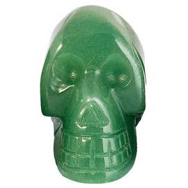 mookaitedecor 1.5 Inch Hand Carved Crystal Skull Sculpture Gemstone Statue Figurine Collectible,Green Aventurine