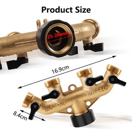 Editbar Editbar Wasserverteiler 4fach 3/4 Zoll aus Massivem Messing ?C Gartenschlauch Verteiler mit 4 Schnellverbinder & Dichtungen, Korrosionsbest?ndig, Ideal f??r Gartenbew?sserung, Gew?chshaus & Au?enbereich