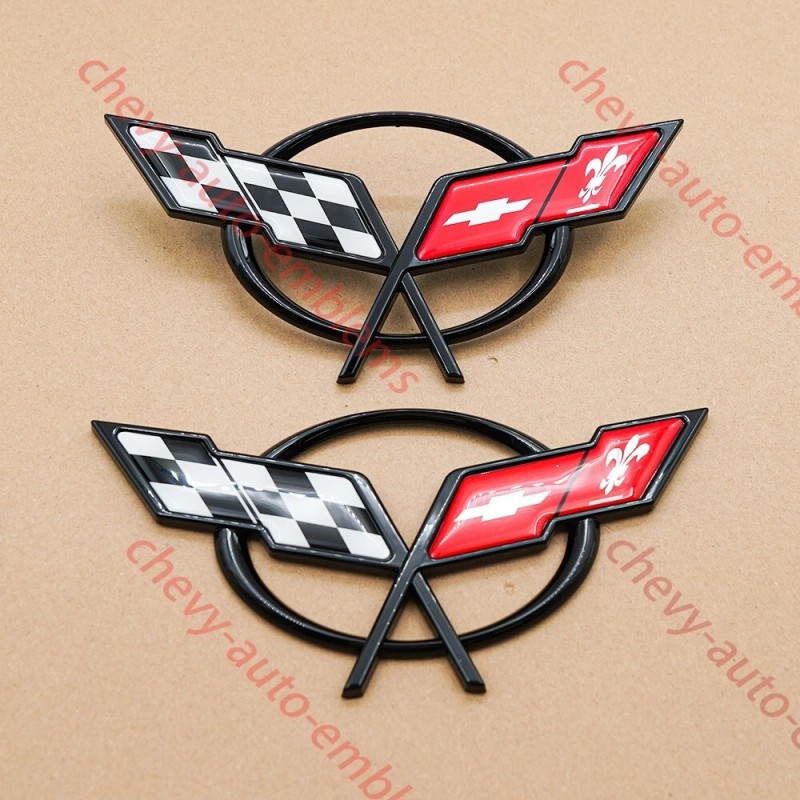 Truckemblems Pair Black Red For 1997-2004 C5 Front Nose and