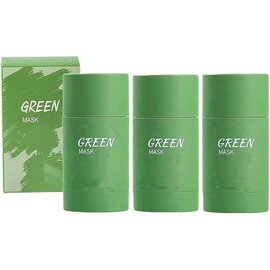 Green Tea Face Mask Clay Stick, Blackhead Remover with Green Extract for Face, Deep Cleanse Face Mask Skin Care, Moisturizing, Oil Control for All Skin Types of Men Women (green 3PC)