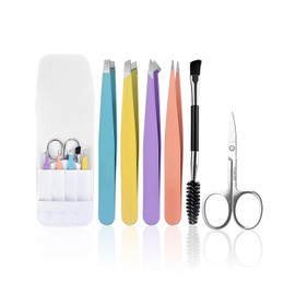 KEMUZ 6 pieces portable tweezers, professional stainless steel tweezers, eyebrow plucking, stainless steel tip tweezers, eyebrow plucking, for removing blackheads, ingrown hair, eyelashes