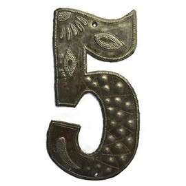 Metal House Numbers, Haiti Recycle Oil Drums, 7.62 Inches, Home Decor, Curb Appeal, Haitian (5)