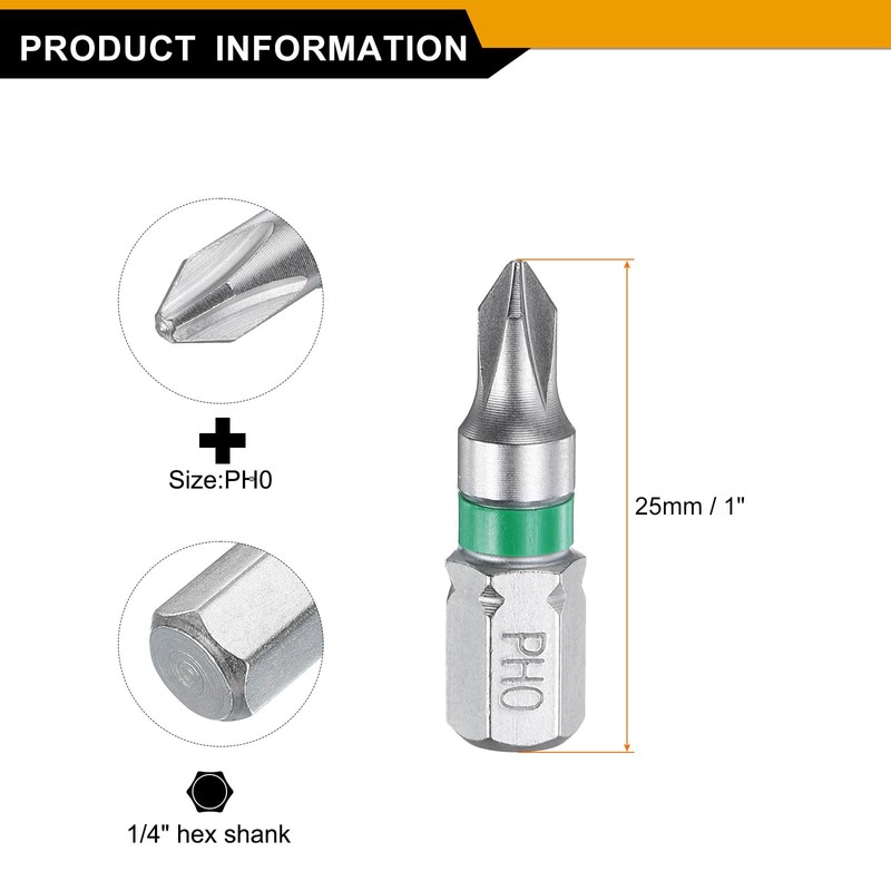 sourcing map 2pcs Phillips Screwdriver Bit PH0 1/4" Hex Shank