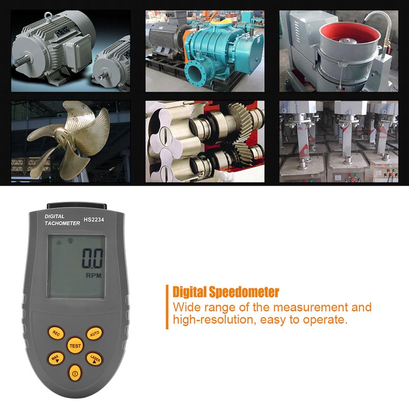 HS2234 Tachometer Non Contact Digital Display Speedometer Digital TachometersBlack