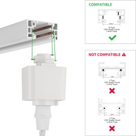mirrea H Type White Track Lighting Pendant with E26 Socket Cord Adjustable Pack of 3 (2 feet)