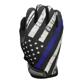 Industrious Handwear Blue Line USA Flag Gloves for Gym, Athletic, and Multi-Use - Support Police & Law Enforcement Officers