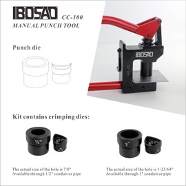 IBOSAD Manual Lever Sheet Metal Stud Punch 20GA with 1/2" and 1" (7/8", 1-11/32") Manual Knockout Hole Punch Driver Kit Conduit Hole Cutter Set KO Tool