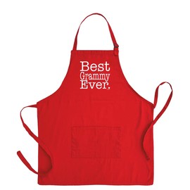 ThisWear Gifts For Grammy Gifts For Grandma Best Grammy Ever Two Pocket Adjustable Bib Apron Red