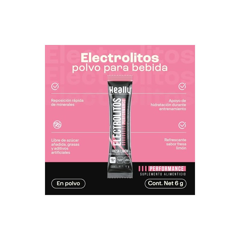 Electrolitos en Polvo Sin Azúcar HEALLY