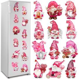 Valentine's Day Gnome Refrigerator Magnets Decoration 12Pcs, Magnetic Holiday Pink Gnome Car Decals Fridge Garage Door Stickers, Waterproof Decorative Gnome Magnet Accessories for Party Decor…