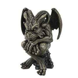 Amazing Gifts Winged Horn Gargoyle Gothic Decor Stone Finish Statue Figurine