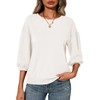 Fisoew Womens Crewneck Sweatshirts Casual Puff Sleeve Loose Fit Shirts