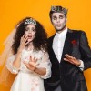 Set De 2 Coronas De Metal Cristal Rey Reina Novios