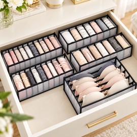 5-Pack Foldable Drawer Organizers for Underwear & Bras – Lightweight Nylon Storage Dividers for Neat Bedroom Drawers