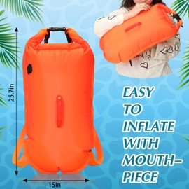 Seenelling 2 Pack Swim Buoy Float Swim Bubble 28l Safety Highly Visible Tow Float with Adjustable Waist Belt Watertight Dry Bag for Open Water Swimmer Triathletes Train Kayakers Snorkeler