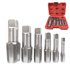 5-Piece NPT Pipe Tap Set with Sizes 1/8", 1/4", 3/8", 1/2", 3/4" - Carbon Steel Hand Threading Tools for Plumbing - Ensure Accurate Threads - Ideal for Plumbers, Mechanics & DIY Thread Cutting[PD06]